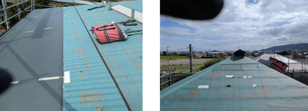 徳島市国府町T様邸の屋根カバー工事防水シート施工