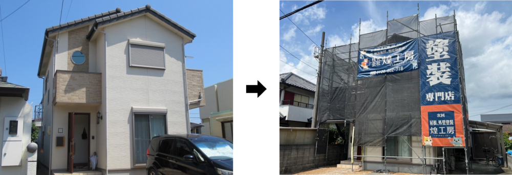 板野郡藍住町K様邸の足場設置